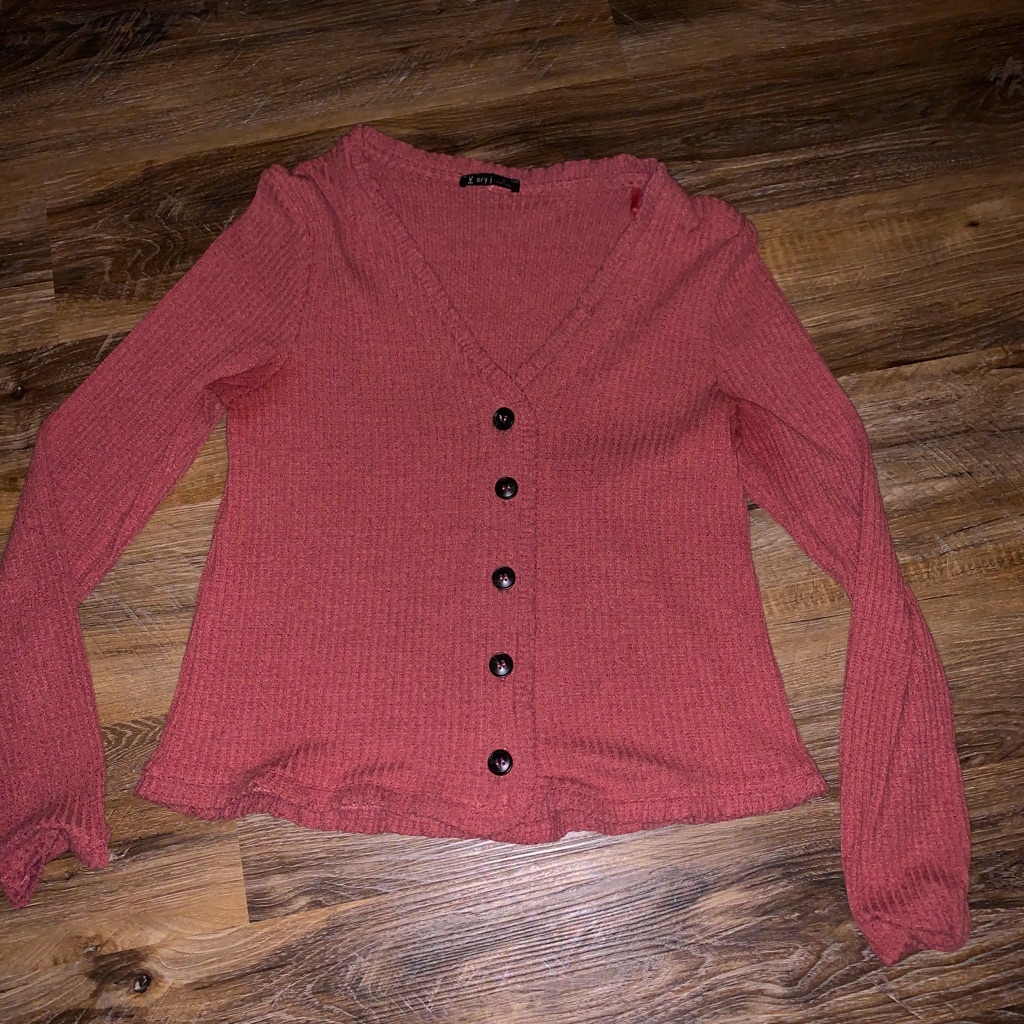 Button Ruffle Sweater.